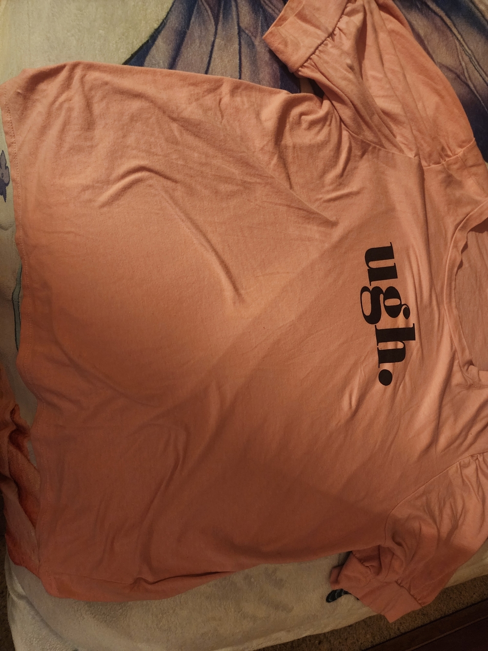 Peach Graphic Tee with "ugh." Print